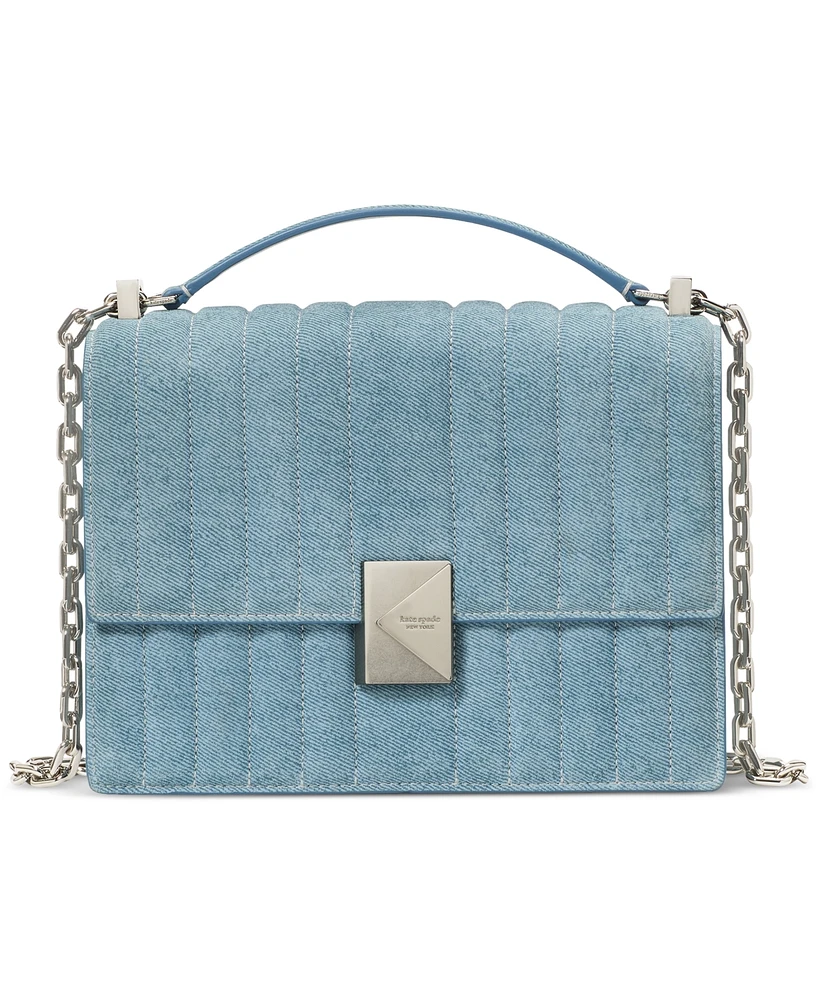 kate spade new york Deco Denim Chain Leather Shoulder Bag