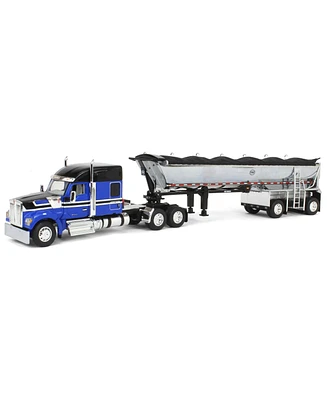 1/64 Blue & Black Kenworth W990 with Chrome Mac End Dump Trailer, Dcp