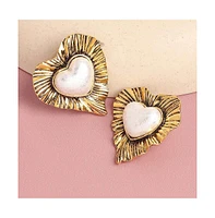Sohi Women's Pink Royal Heart Stud Earrings