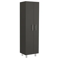 Bacoa Cleaning Cabinet, Five Shelves and Broom Hangers, Light Gray / White