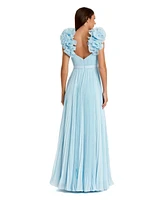 Mac Duggal Women's Pleated Organza Gown With Ruffle Straps