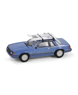 1/64 1967 Mustang Ghia Coupe with Ski Roof Rack Blue Greenlight Hobby 30510