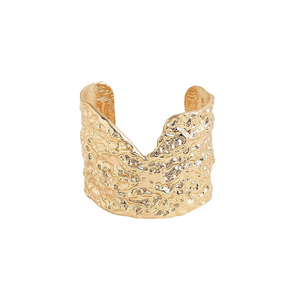 Sohi Women's Green Dented Cuff Bracelet