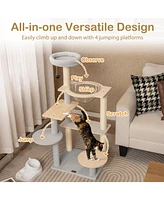 Modern Cat Tree Multi-level Cat Tower with Removable Padded Top Perch