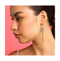 Sohi Women's Gold Embellished Chain Drop Earrings
