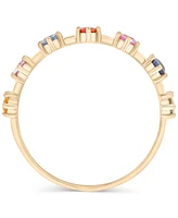 Lab Grown Multicolor Sapphire Thin Ring (5/8 ct. t.w.) in 14k Gold over Sterling Silver