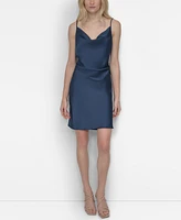 Dkny Women's Satin Cowlneck Sleeveless Slip Dress