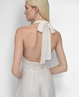 Dkny Women's Halter V-Neck Tie-Back Midi Dress