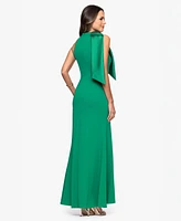 Betsy & Adam Women's Bow-Embellished Halter Neck Sleeveless Gown
