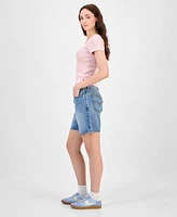 Levis Womens 90s Trucker Jacket Square Neck T Shirt Mid Rise 94 Baggy Denim Shorts
