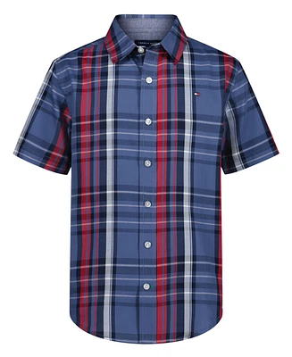 Tommy Hilfiger Big Boys Plaid Short Sleeve Woven Shirt