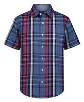 Tommy Hilfiger Big Boys Plaid Short Sleeve Woven Shirt