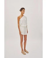 Labeca London Us Women's Capri Ecru Linen Shorts - s / ecru