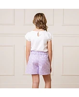 Hope & Henry Girls' Pull-On Cinched Waist Linen Short