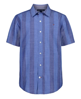 Tommy Hilfiger Big Boys Awning Stripe Short Sleeve Woven Shirt