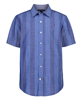 Tommy Hilfiger Big Boys Awning Stripe Short Sleeve Woven Shirt