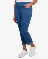 Alfred Dunner Women's El Paso Border Fringe Denim Ankle Jeans