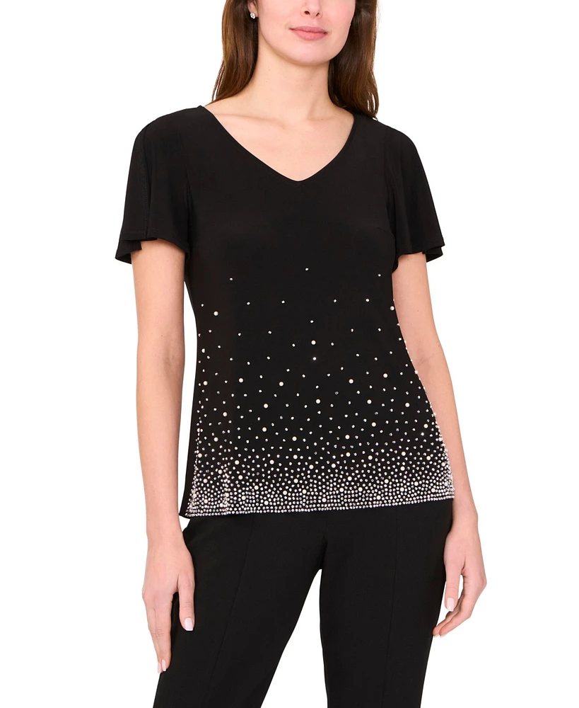 Msk Women's V-Neck Short-Sleeve Top