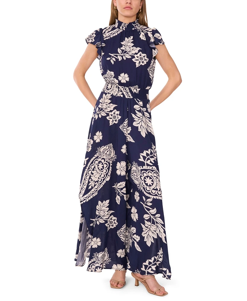 Msk Petite Printed Sleeveless Wide-Leg Jumpsuit