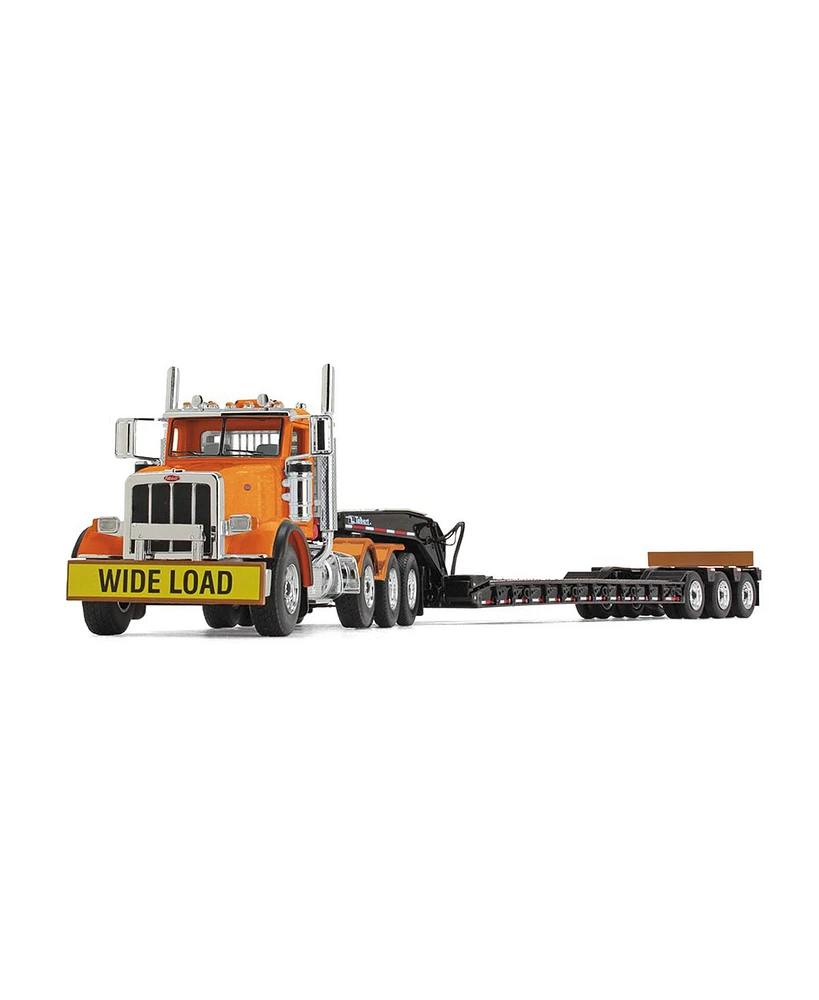 First Gear 1/50 Bright Orange Peterbilt 367 Day Cab Semi Truck w/ Talbert 55SA Lowboy