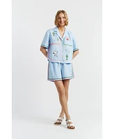 Chinti & Parker Women's Linen-Cotton Peanuts Vacation Shorts