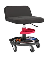 Homcom Rolling Mechanic Stool, 300 Lbs. Capacity Garage Stool,