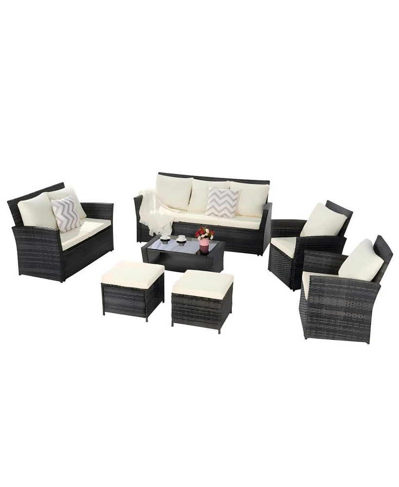 7 Piece Outdoor Patio Furniture Set 9 Seater