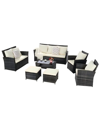 7 Piece Outdoor Patio Furniture Set 9 Seater
