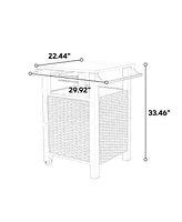 Mondawe Wicker Bar Cart with Wheels & Stainless Top