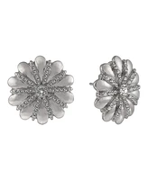 Laundry by Shelli Segal Silver Tone Flower Button Earrings