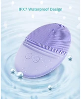 Ezbasics Rechargeable Facial Cleansing Brush, Soft Silicone Waterproof Sonic Vibrating Face Cleaning Brush Compatible with Face Cleansers, 5 Speeds, V
