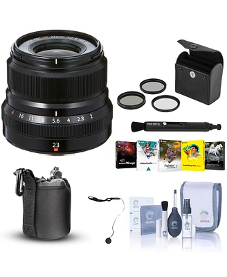 Fujifilm Xf 23mm (35mm) F/2R Wr Lens, Black - Bundle With 43mm Filter Kit, Lens Case, Cleaning Kit, Capleash, Lens Cleaner, Pc Sofrtware Package