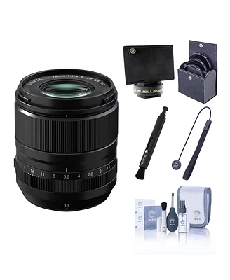Fujifilm Xf 33mm f/1.4 R Lm Wr Lens, Black, Bundle with 58mm Essentials Filter Kit, Lens Shade, Cleaning Kit, Lens Cap Tether
