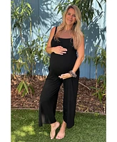Pinkblush Maternity Black Sleeveless Pocketed Wide Leg Jumpsuit