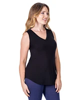 24seven Comfort Apparel Petite V-Neck Tunic Tank Top with Round Hemline