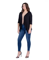 24seven Comfort Apparel Petite Elbow Length Sleeve Open Cardigan Jacket
