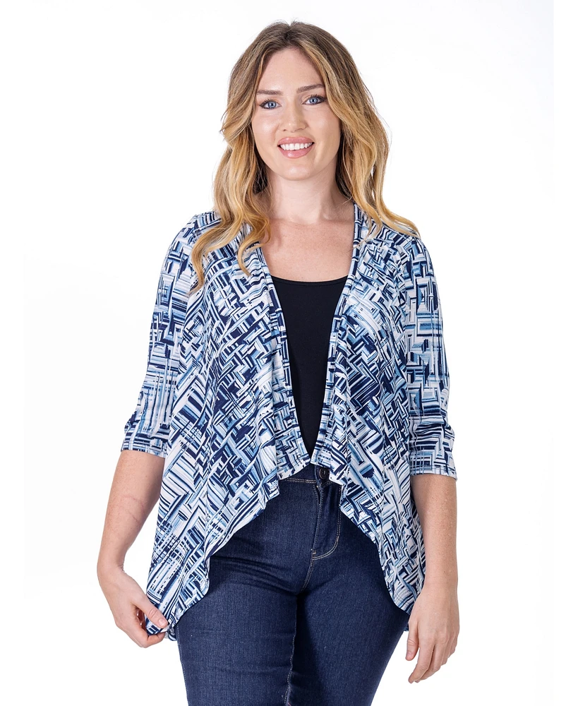 24seven Comfort Apparel Petite Elbow Length Sleeve Open Cardigan Jacket