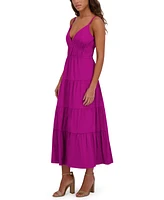 Siena Women's Cotton-Blend Spaghetti-Strap Tiered Maxi Dress