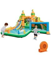 Kids Inflatable Water Slide with Soccer Gate and 750W Blower
