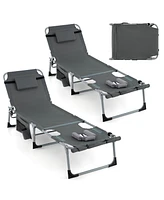 5 Position Folding Chaise Lounge Chair for Outdoor Patio Pool or Garden Relaxation