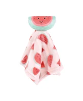 Hudson Baby Infant Girls Animal Face Security Blanket 3-Pack, Fruits, One Size