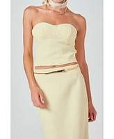 endless rose Women's Tweed Strapless Top