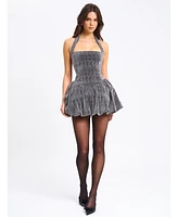 Miss Circle Women's Naomie Crystal Embellished Bubble Hem Halter Mini Dress