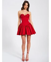 Miss Circle Women's Sacha Red Lace Drop Waist Corset Puffy Mini Dress