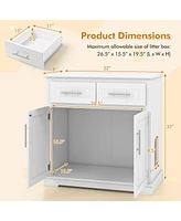 Cat Litter Box Enclosure with 2 Drawers and Double Doors
