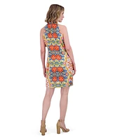 Vince Camuto Women's Floral-Print Tie-Neck Dress