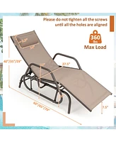 Gymax Patio Chaise Lounge Glider Recliner Chair Adjustable Sturdy Metal Frame Outdoor