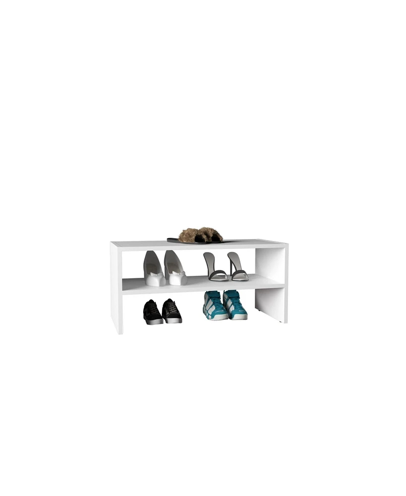 Ferry Shoe Rack with 2 Shelves, White