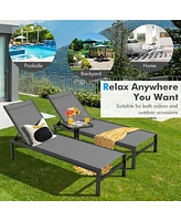 Gymax Patio Chaise Lounge Outdoor Adjustable Lounge Chair W/ 6-Position Backrest