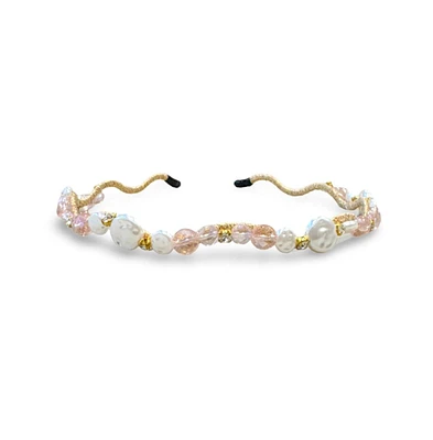 Wavy Oyster Pearl Headband - Pink